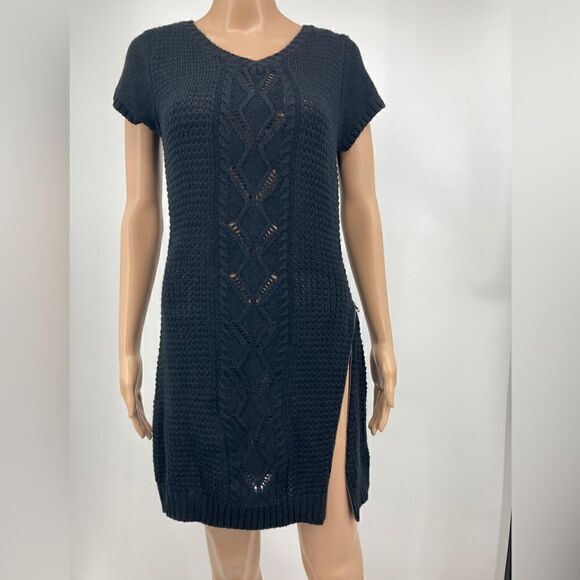 NWT Made for Me To Look Amazing Black Cable Knit Sweater Dress Size L - Picture 4 of 10